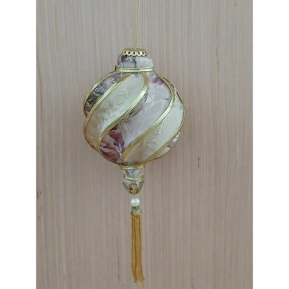 Fabric Tassel Beaded Christmas Ornament Farmhouse French Country Tree Decoration - Picture 3 of 7